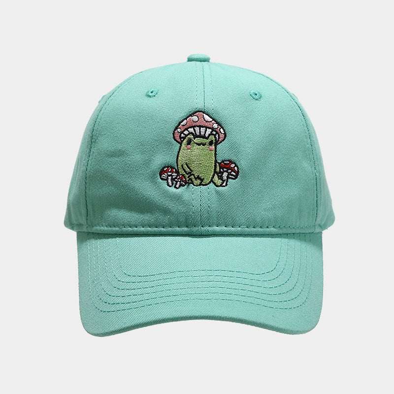 Playful Stylish Embroidered Frog Mushroom Baseball Cap - A Fun AdditioProduct information:Color: black, white, wine red, rose red, brown, beige, light purple, peacock blueCrown style: DomeSize: AdjustableFunctions: sun protection, age Playful Stylish Embroidered FrogZenvyMarket