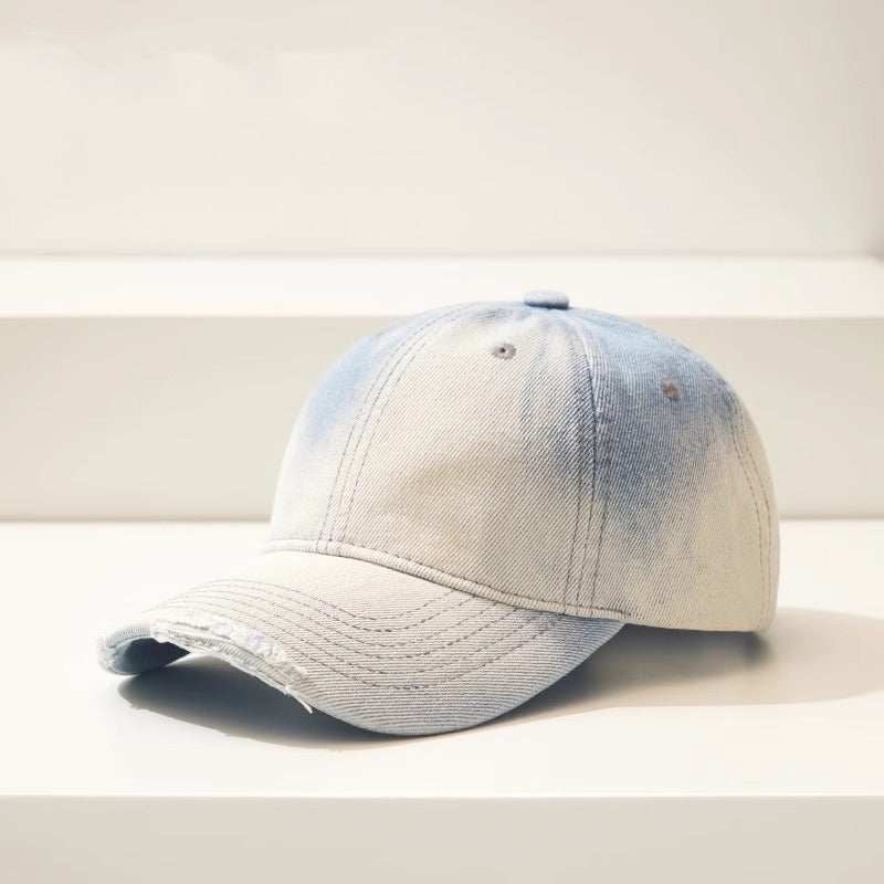 Distressed Gradient Denim Ripped Baseball Cap for a Casual All-match LProduct information:Fabric name: CottonColor: black, gray, Burgundy, light blue, dark blue, khakiStyle of Crown: BellMain fabric composition: CottonSize: AdjustableFDistressed Gradient Denim Ripped Baseball CapZenvyMarket