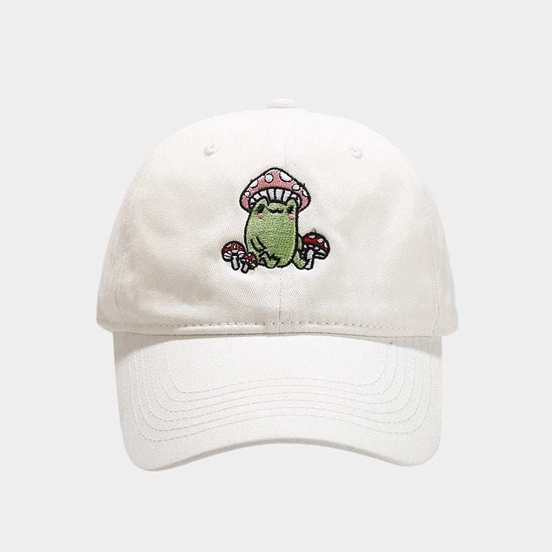 Playful Stylish Embroidered Frog Mushroom Baseball Cap - A Fun AdditioProduct information:Color: black, white, wine red, rose red, brown, beige, light purple, peacock blueCrown style: DomeSize: AdjustableFunctions: sun protection, age Playful Stylish Embroidered FrogZenvyMarket