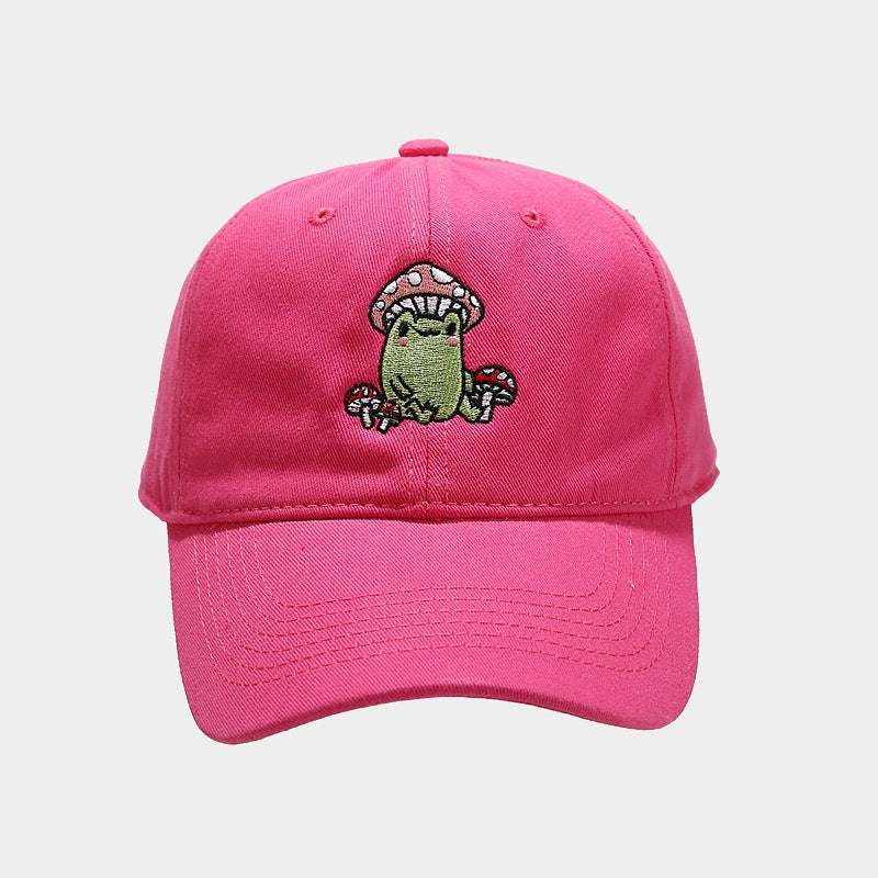 Playful Stylish Embroidered Frog Mushroom Baseball Cap - A Fun AdditioProduct information:Color: black, white, wine red, rose red, brown, beige, light purple, peacock blueCrown style: DomeSize: AdjustableFunctions: sun protection, age Playful Stylish Embroidered FrogZenvyMarket