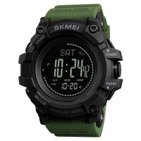 Outdoor sports multifunctional calendar compass watch for men with green strap and black rugged casing
