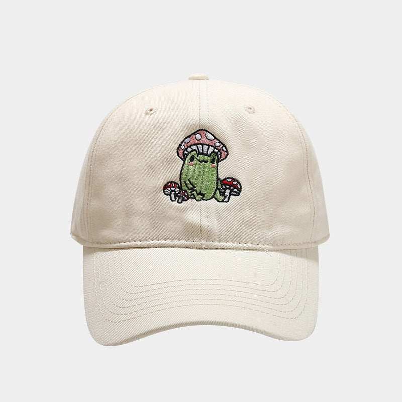 Playful Stylish Embroidered Frog Mushroom Baseball Cap - A Fun AdditioProduct information:Color: black, white, wine red, rose red, brown, beige, light purple, peacock blueCrown style: DomeSize: AdjustableFunctions: sun protection, age Playful Stylish Embroidered FrogZenvyMarket