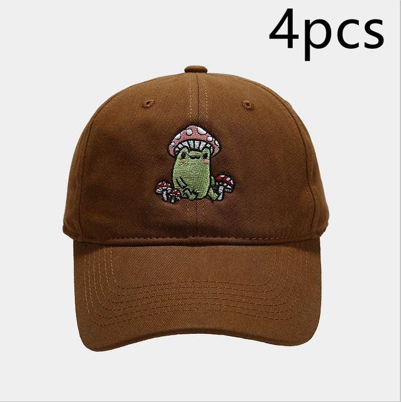 Playful Stylish Embroidered Frog Mushroom Baseball Cap - A Fun AdditioProduct information:Color: black, white, wine red, rose red, brown, beige, light purple, peacock blueCrown style: DomeSize: AdjustableFunctions: sun protection, age Playful Stylish Embroidered FrogZenvyMarket