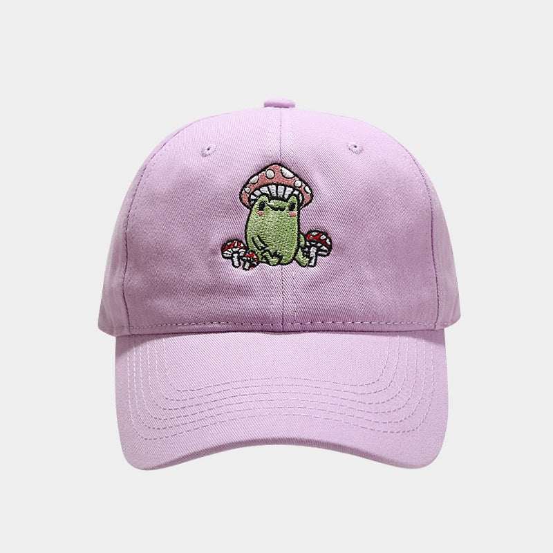 Playful Stylish Embroidered Frog Mushroom Baseball Cap - A Fun AdditioProduct information:Color: black, white, wine red, rose red, brown, beige, light purple, peacock blueCrown style: DomeSize: AdjustableFunctions: sun protection, age Playful Stylish Embroidered FrogZenvyMarket