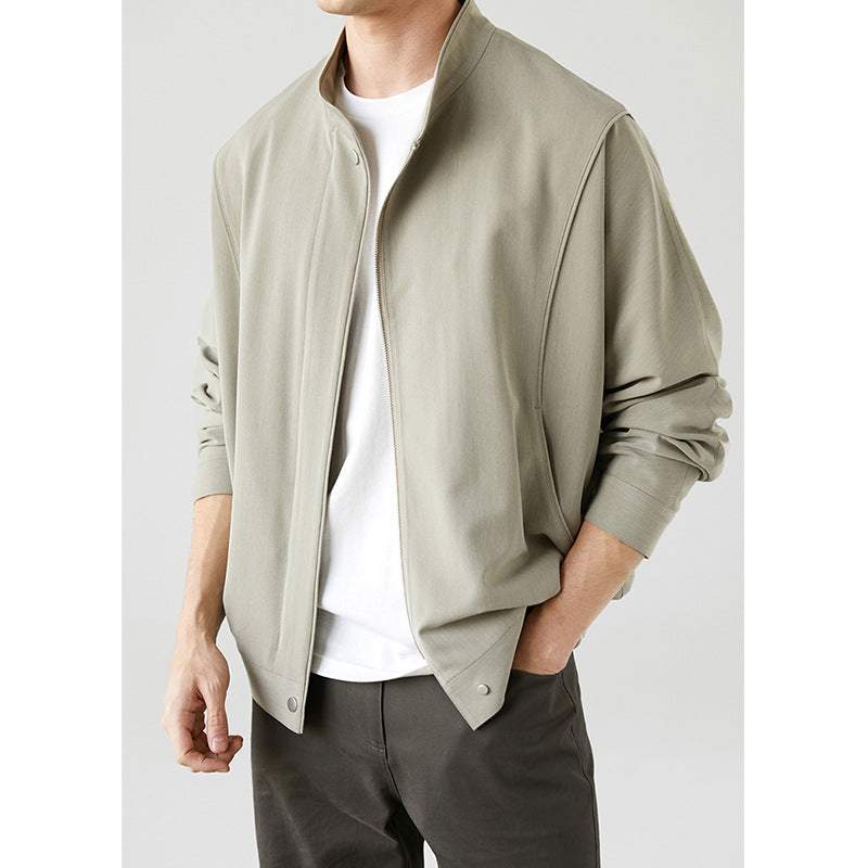 Loose comfort and casual pilot jacket in khaki polyester with long sleeves and regular fit for youth spring wear