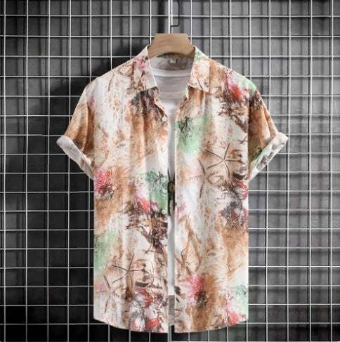 Plus size casual short sleeve 3D digital printed loose fit summer shirt with acetate fiber and polyester blend fabric