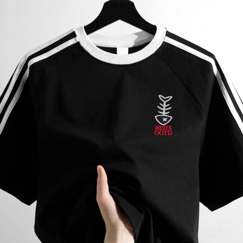 Heavy Cotton Short-sleeved T-shirt Men's Loose TopProduct information:Pattern: CartoonColor: white pure cotton short-sleeved-Y01-3220, black pure cotton short sleeve-Y01-3220Suitable for people: TeenagersSize: M [reHeavy Cotton Short-sleeved T-shirtZenvyMarket