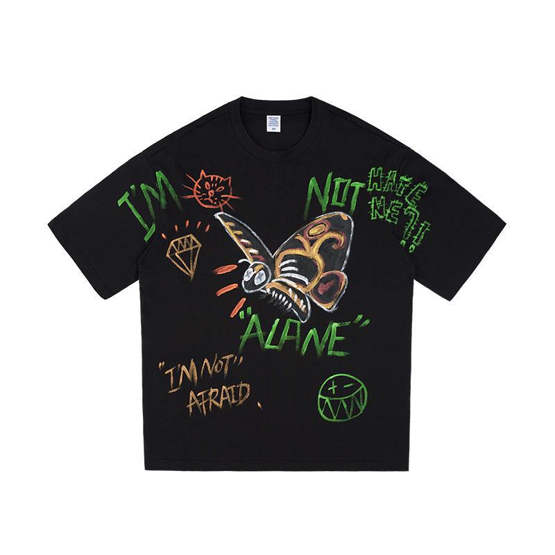 Men's Full Graffiti Printing T-shirt Loose Personality Short SleeveProduct information:Pattern: Cartoon Color: black, beige gray Suitable for people: Youth Size: M,L,XL Version: Loose Style: pullover Thickness: ordinary Fabric name:Men's Full Graffiti Printing T-shirtZenvyMarket