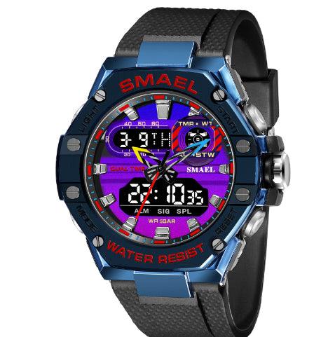 Digital Alloy Electronic Watch for men with a bold digital display, waterproof alloy case, black strap, and multifunctional features.