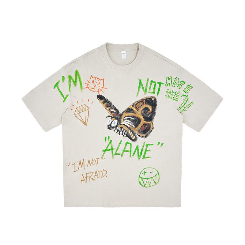 Men's Full Graffiti Printing T-shirt Loose Personality Short SleeveProduct information:Pattern: Cartoon Color: black, beige gray Suitable for people: Youth Size: M,L,XL Version: Loose Style: pullover Thickness: ordinary Fabric name:Men's Full Graffiti Printing T-shirtZenvyMarket