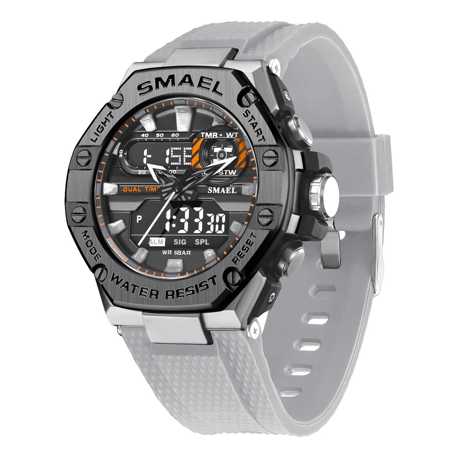 Digital Alloy Electronic Watch for men with waterproof alloy case and multifunctional digital display