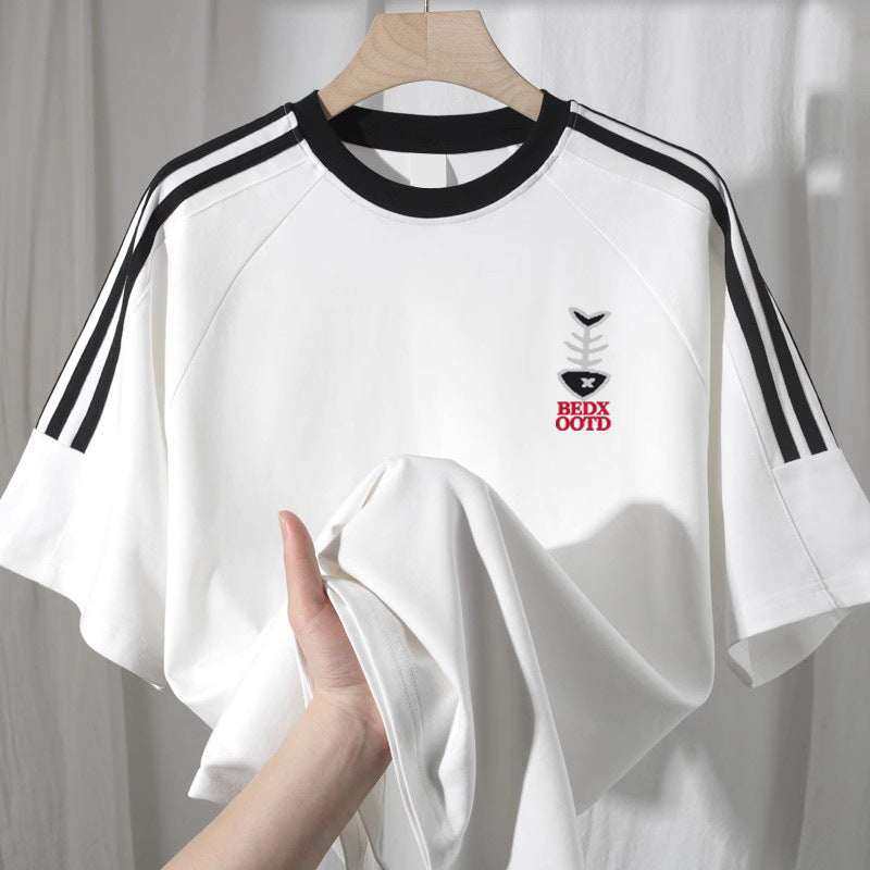 Heavy Cotton Short-sleeved T-shirt Men's Loose TopProduct information:Pattern: CartoonColor: white pure cotton short-sleeved-Y01-3220, black pure cotton short sleeve-Y01-3220Suitable for people: TeenagersSize: M [reHeavy Cotton Short-sleeved T-shirtZenvyMarket