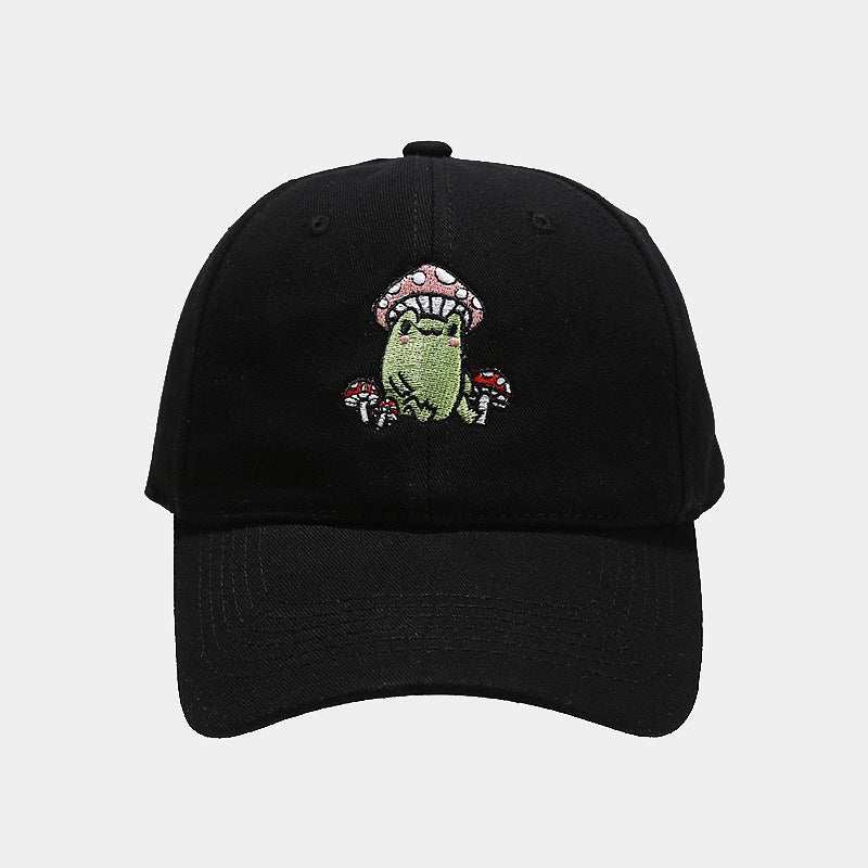 Playful Stylish Embroidered Frog Mushroom Baseball Cap - A Fun AdditioProduct information:Color: black, white, wine red, rose red, brown, beige, light purple, peacock blueCrown style: DomeSize: AdjustableFunctions: sun protection, age Playful Stylish Embroidered FrogZenvyMarket