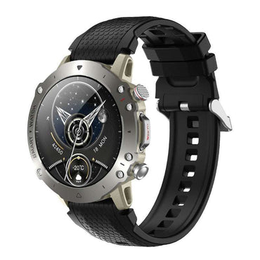 Bluetooth Calling Smart Watch with voice assistant, health monitor, and black textured strap